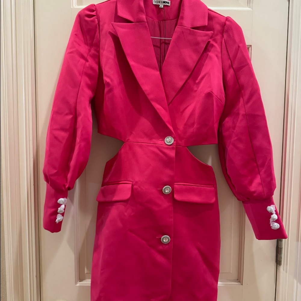 Fashion Nova Pink Blazer Tailored Suit Jacket